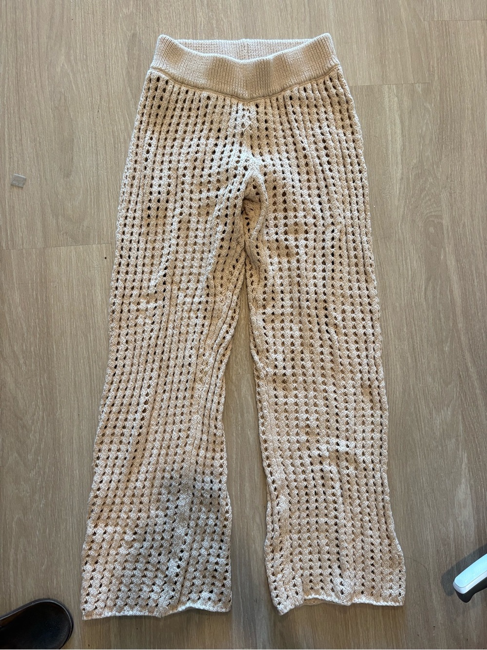 Free People Cream Crochet Knit Coverup Pants